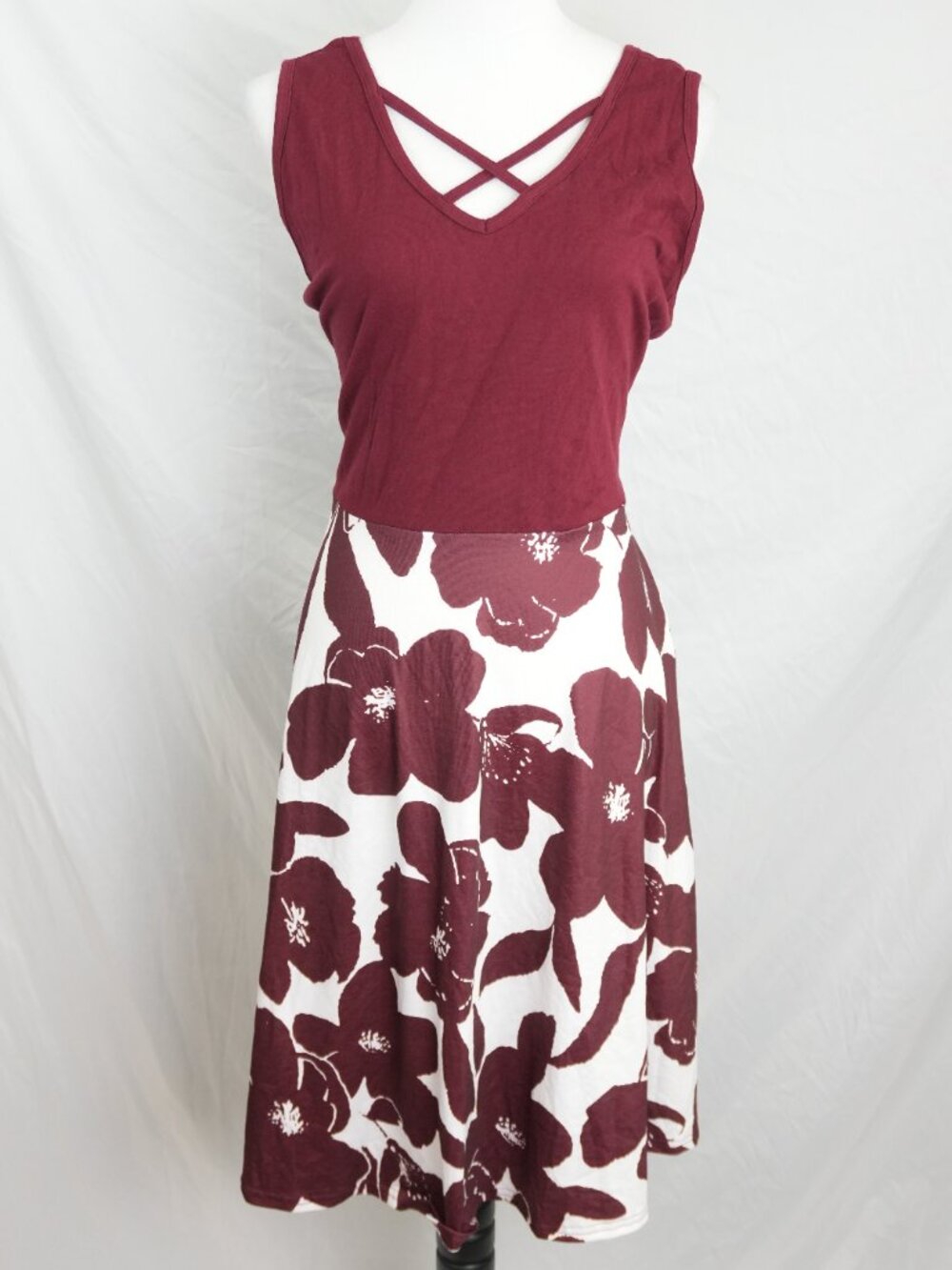 NWT Dress with Pockets Moyabo Womens 2X Maroon Tank Top Sleeve Flowy